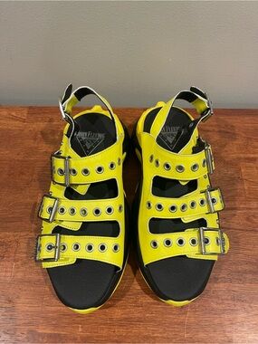 John Fluevog Soul Speed Rebel sandals Yellow W9/M7 Buckle Straps
